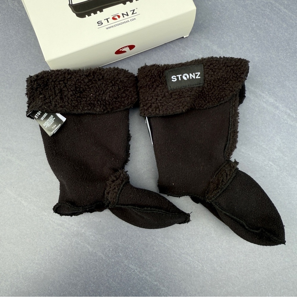 Toddler Boots - Stonz Black Velour Fleece Rain Boot Liners Size 7T